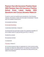 Pearson Vue Life Insurance Practice Exam 2025 Pearson Vue Life Insurance Practice  Actual Exam Late