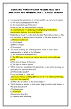 GERIATRIC NURSING EXAM REVIEW REAL TEST QUESTIONS AND ANSWERS 2026-27 ...