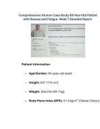 Comprehensive iHuman Case Study 65-Year-Old Patient with Nausea and Fatigue Week 7 Detailed