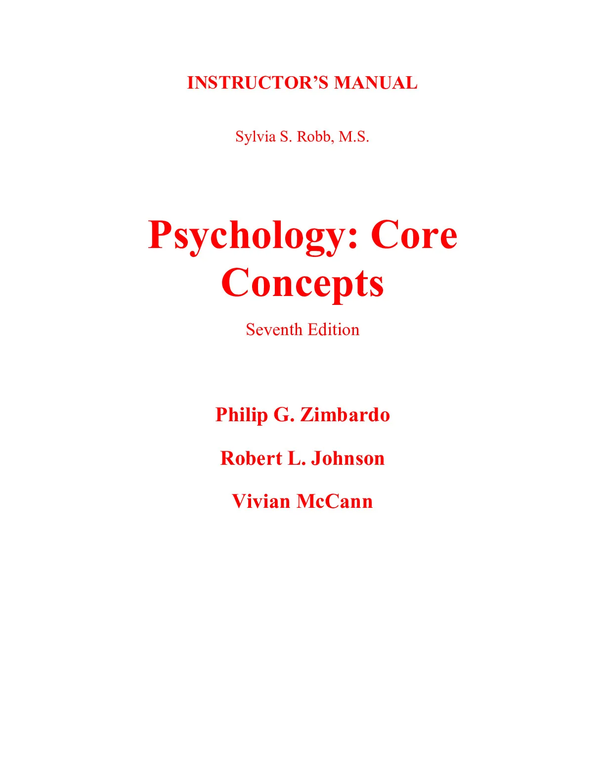 Instructor Manual For Psychology Core Concepts 7th Edition By Philip ...