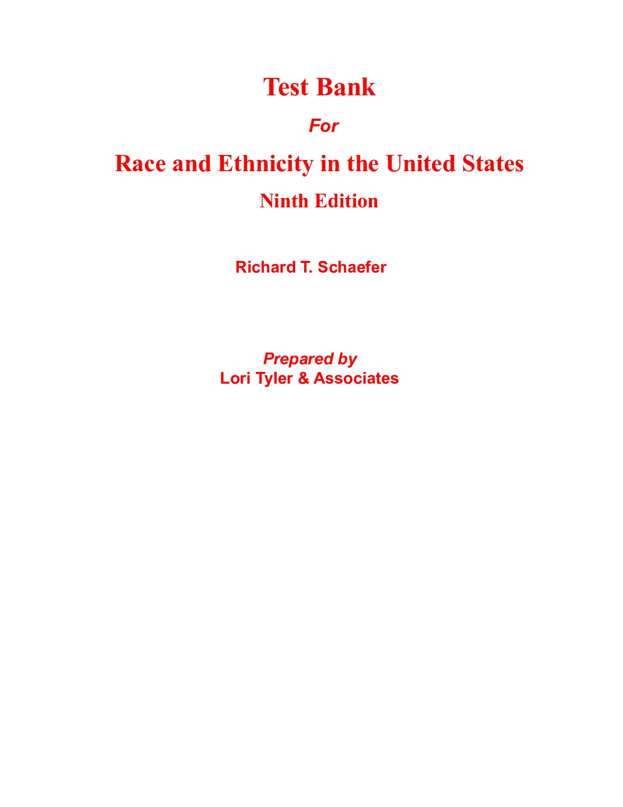 Test Bank For Race and Ethnicity in the United States 9th Edition By ...