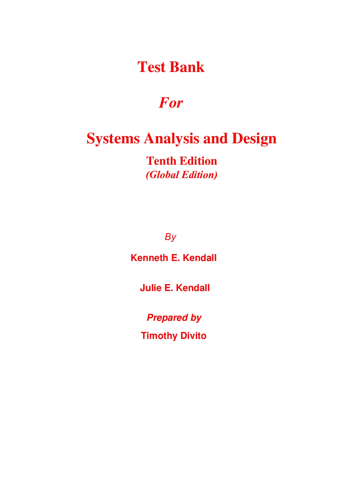 Test Bank For Systems Analysis and Design 10th Edition (Global Edition ...