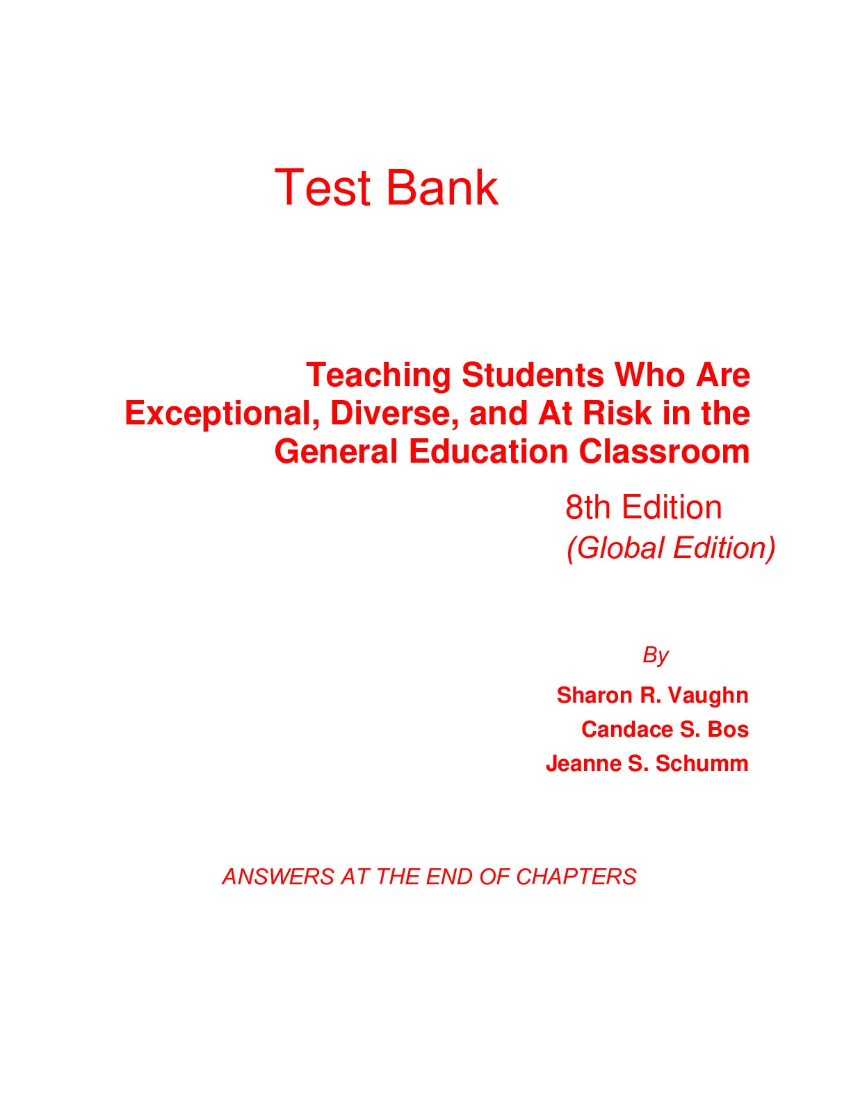 Test Bank For Teaching Students Who Are Exceptional, Diverse and At ...