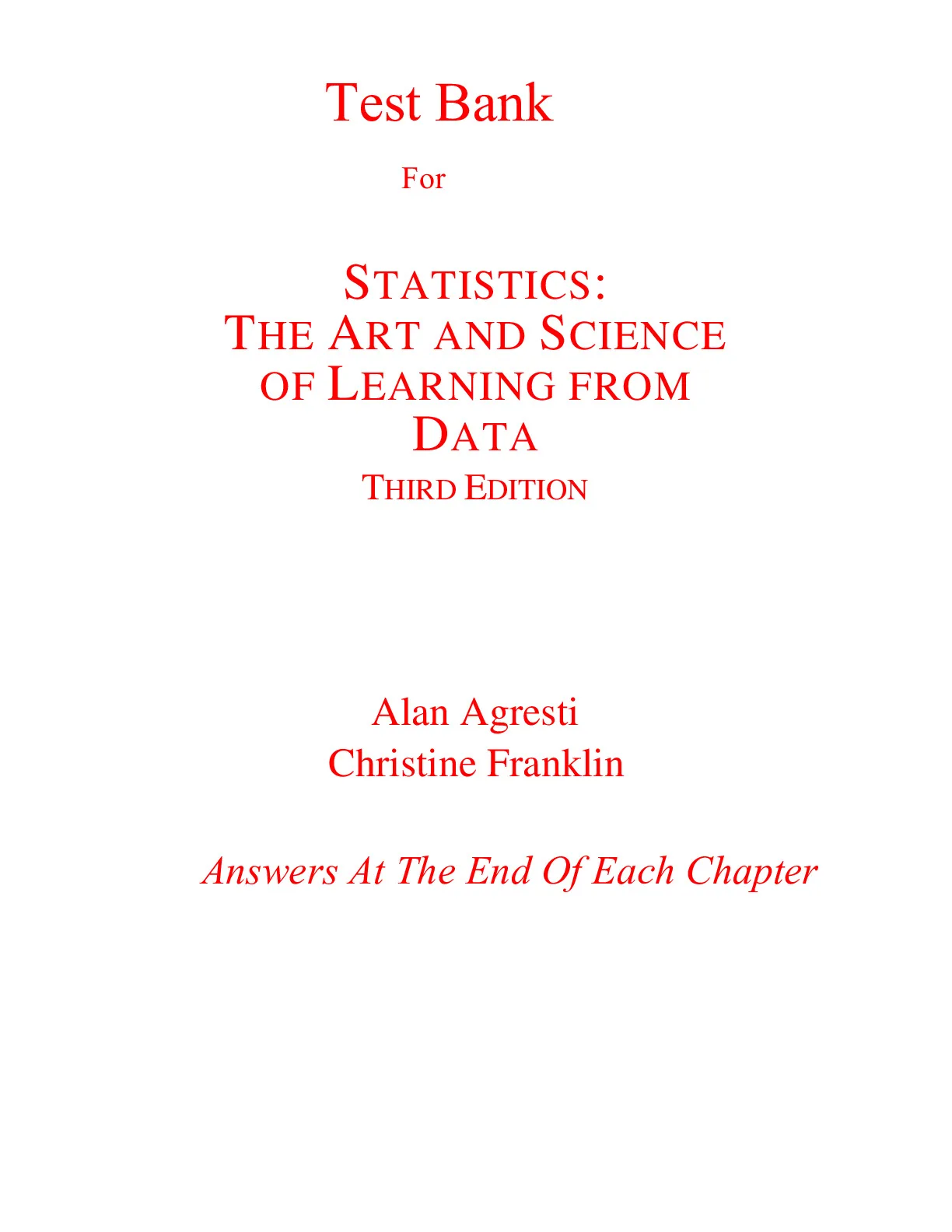 Test Bank For Statistics The Art and Science of Learning from Data 3rd ...