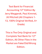 Test Bank Financial Accounting 12th Edition By Jerry Weygandt, Paul Kimmel, Jill Mitchell