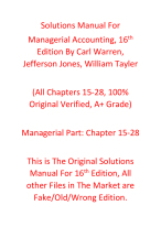 Solutions Manual for Managerial Accounting 16th Edition By Carl Warren, Jefferson Jones, William Tayler