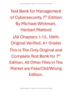 Test Bank Management of Cybersecurity 7th Edition By Michael Whitman, Herbert Mattord