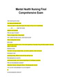 Mental Health Nursing Final Comprehensive Exam