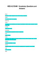 HESI A2 EXAM - Vocabulary Questions and Answers