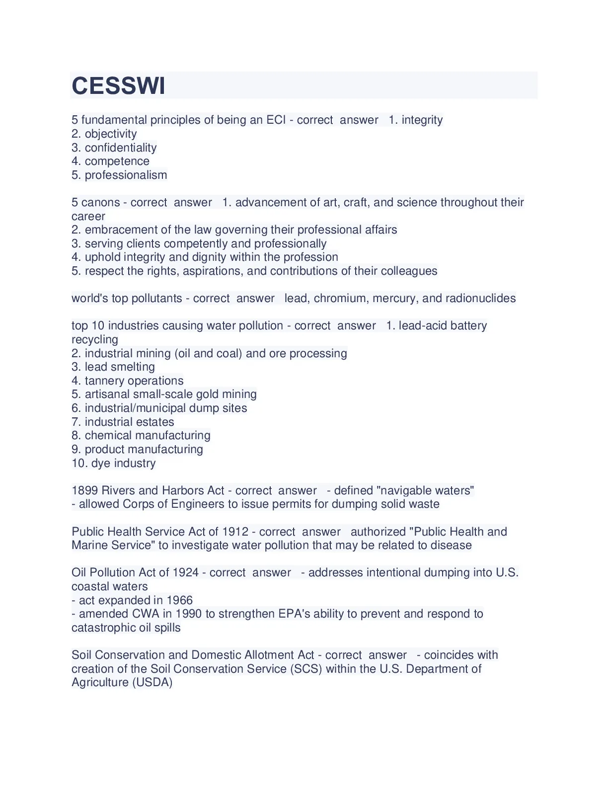 CESSWI Exam Section 1 Introduction Question and answers 2024/2025 ...