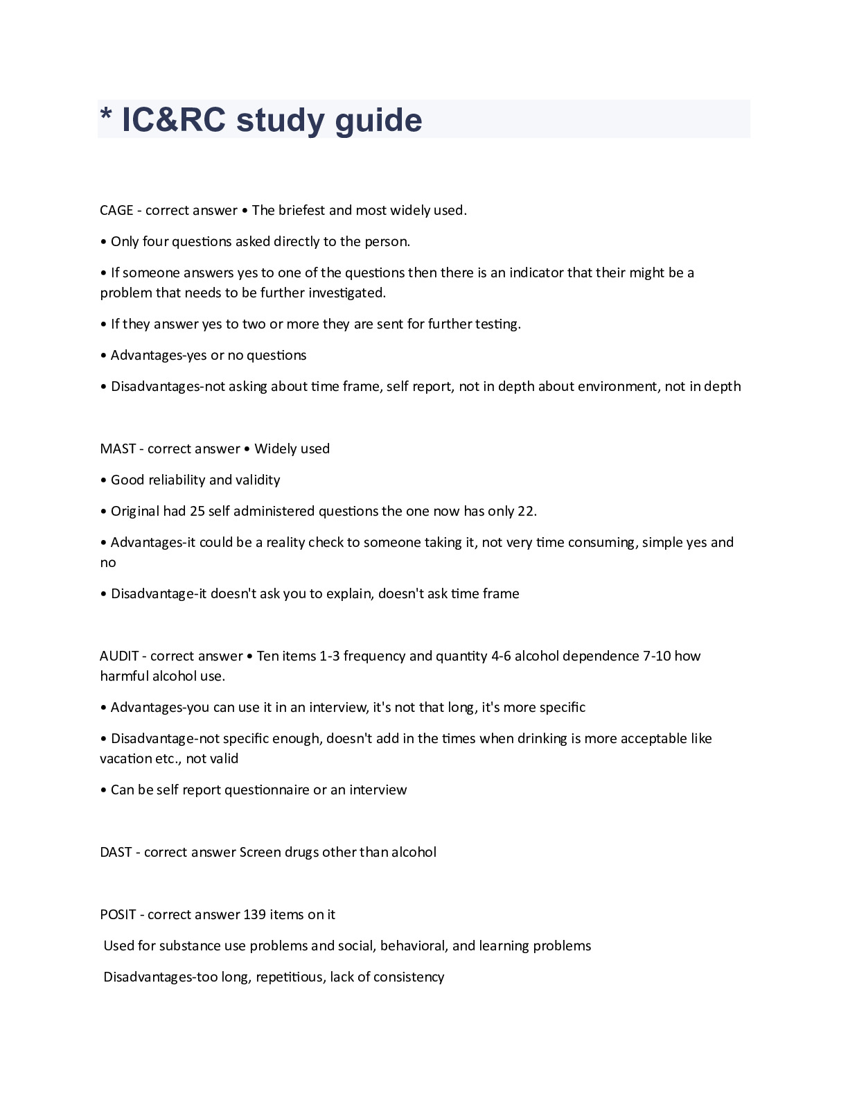 IC&RC study guide Question and answers 2024 verified to pass