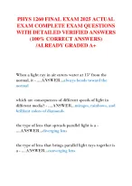 PHYS 1260 FINAL EXAM 2025 ACTUAL EXAM COMPLETE EXAM QUESTIONS WITH ...