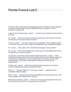 Florida Funeral Law II, Questions with correct Answers 2024 - DocMerit