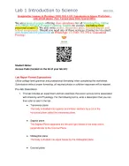 Lab 1 Introduction to Science BIO201L - DocMerit