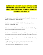 NURSING A CONCEPT BASED APPROACH TO  LEARNING: REPRODUCTION ACTUAL EXAM  WITH QUESTIONS AND ANSWERS