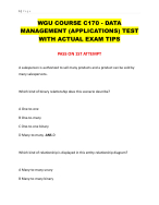 WGU COURSE C170 - DATA  MANAGEMENT (APPLICATIONS) TEST  WITH ACTUAL EXAM TIPS