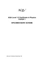 AQA Level 1/2 Certificate in Physics PAPER 1 SPECIMEN MARK SCHEME.