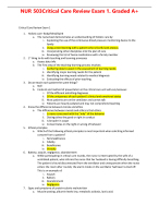 NUR 503Critical Care Review Exam 1. Graded A+