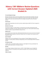 History 1301 Midterm Review Questions  with Correct Answers Updated 2026  Graded A+