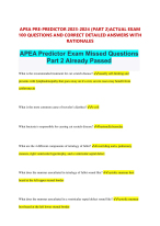 APEA PRE-PREDICTOR 2023-2024 (PART 2)ACTUAL EXAM  100 QUESTIONS AND CORRECT DETAILED ANSWERS WITH