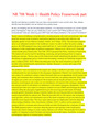 NR 708 Week 1 Discussion 1: Health Policy Framework