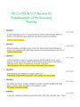 NUR 2115 Exam 1( Latest 2020) , Fundamentals of Professional Nursing