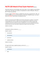 NUTR 100 Week 8 Final Exam-Questions and Answers (Latest Update)
