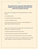 TEFL Academy Unit 1 Assessment FINAL EXAM WITH COMPLETE 100 QUESTIONS ...
