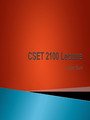 CSET 2100 Lecture 11: CD DVD.