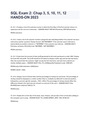 SQL Exam 2: Chap 3, 5, 10, 11, 12 HANDS-ON 2023