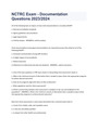 NCTRC Exam - Documentation Questions 2023/2024