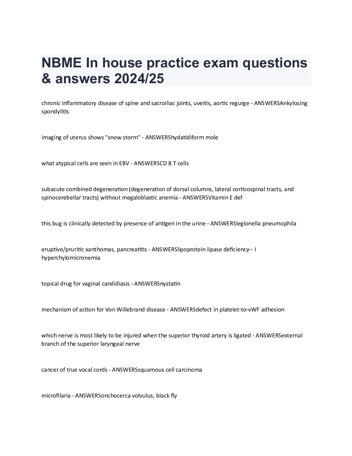 Histology nbme full exam questions answers 2024 25 docmerit
