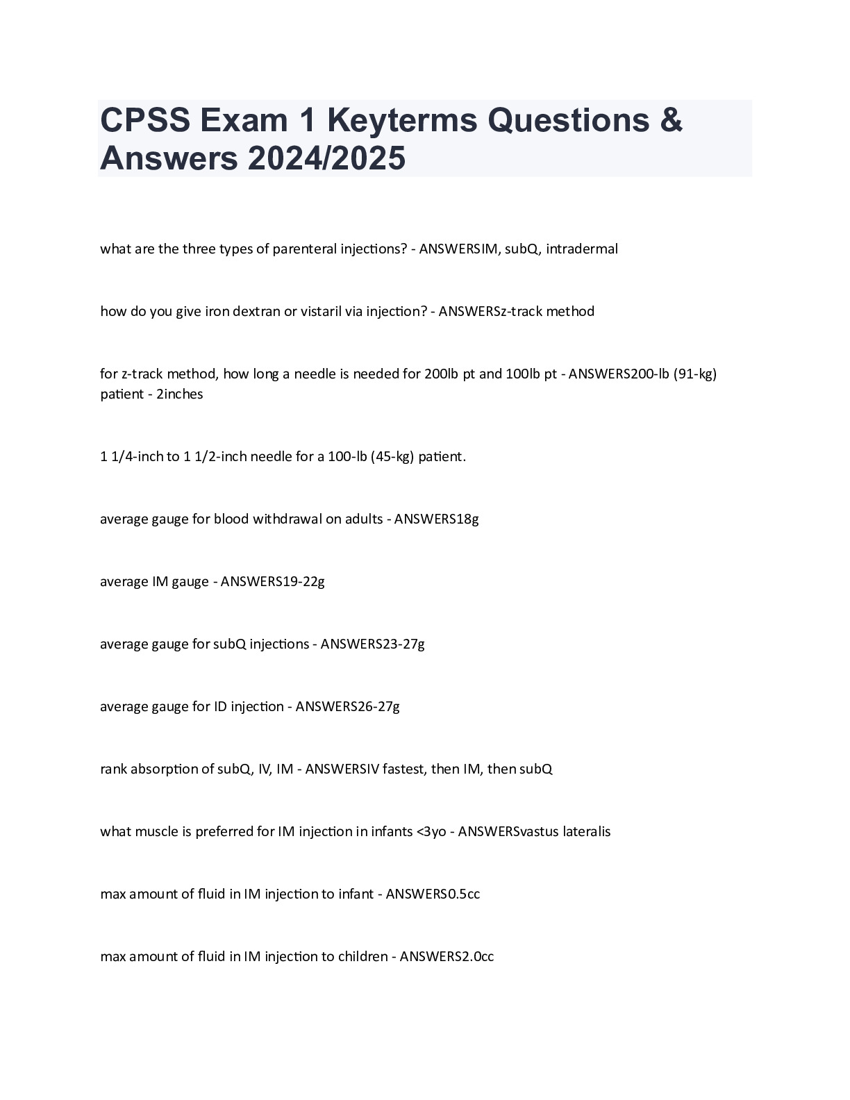 CPSS Exam 1 Keyterms Questions & Answers 2024/2025 - DocMerit