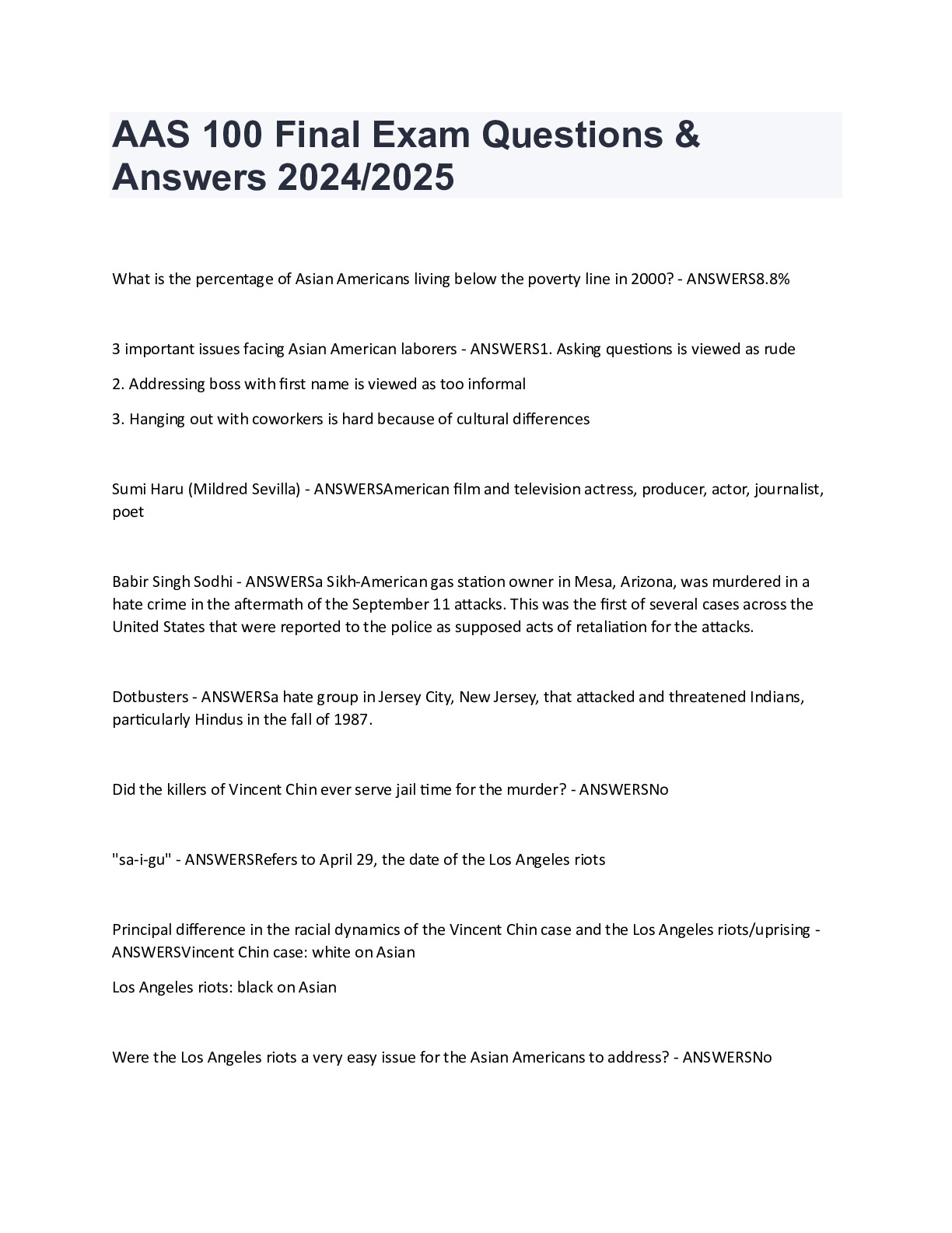 AAS 100 Final Exam Questions & Answers 2024/2025 - DocMerit