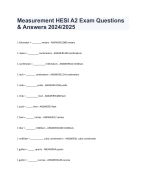 Measurement HESI A2 Exam Questions & Answers 2024/2025 - DocMerit