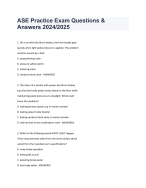ASE Practice Exam Questions & Answers 2024/2025 - DocMerit