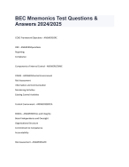 BEC Mnemonics Test Questions & Answers 2024/2025 - DocMerit