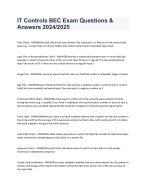 IT Controls BEC Exam Questions & Answers 2024/2025 - DocMerit