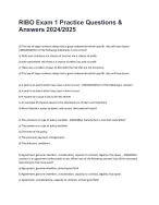 RIBO Exam 1 Practice Questions and Answers 2024/2025 - DocMerit