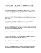 NCTI Exam I Questions and Answers