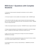 RES Exam 1 Questions with Complete Solutions