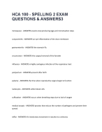 HCA 100 - SPELLING 2 EXAM QUESTIONS & ANSWERS3