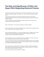 The Role and Significance of PACs and Super PACs Regarding Electoral Finance already passed