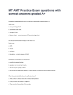 MT AMT Practice Exam questions with correct answers graded A+ 58