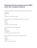 Registered Dental Assistant Exam (AMT) exam with complete solutions-46