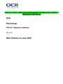 OCR AS LEVEL JUNE 2022 MARKSCHEME PSYCHOLOGY PAPER 1  RESEARCH METHODS