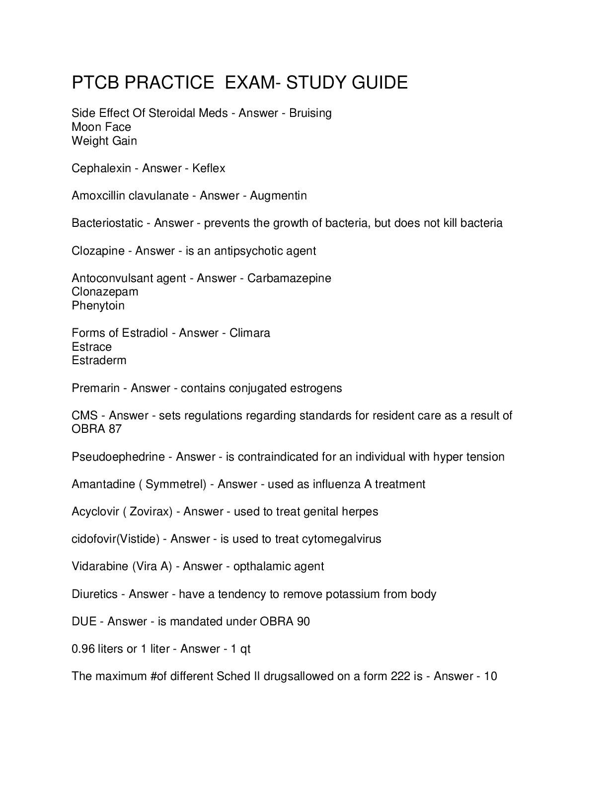 PTCB Practice Test 1 ( Latest 2024 / 2025 ) Actual Questions and ...