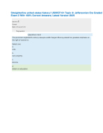 Straighterline united states history I USHIST101 Topic 8: Jeffersonian Era Graded Exam 2