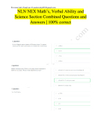 NLN NEX Math’s, Verbal Ability and Science Section Combined Questions and Answers | 100% correct