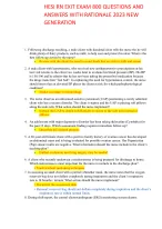 HESI RN EXIT EXAM 800 QUESTIONS AND  ANSWERS WITH RATIONALE NEW  GENERATION